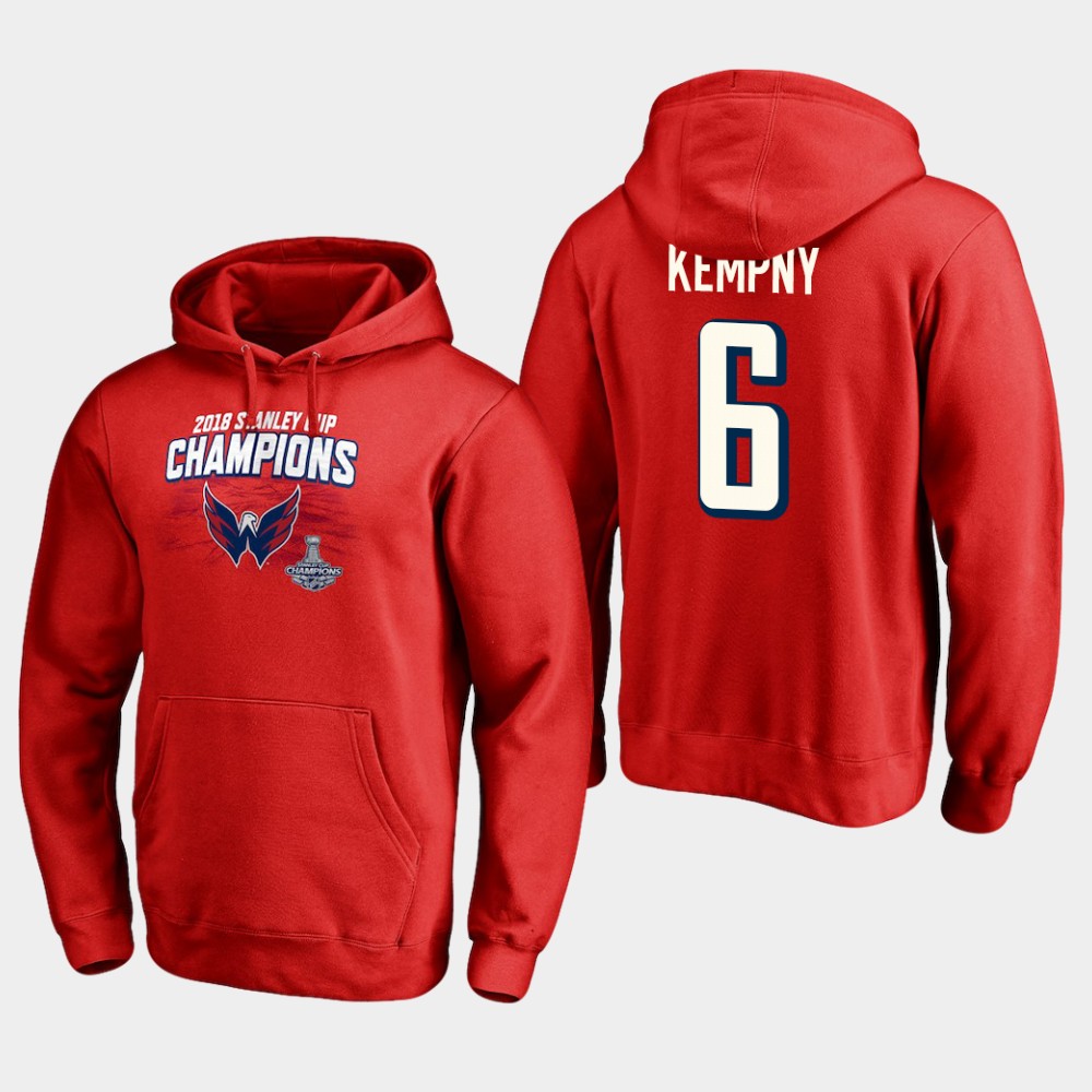 NHL Men Washington capitals #6 michal kempny 2018 stanley cup champions pullover hoodie